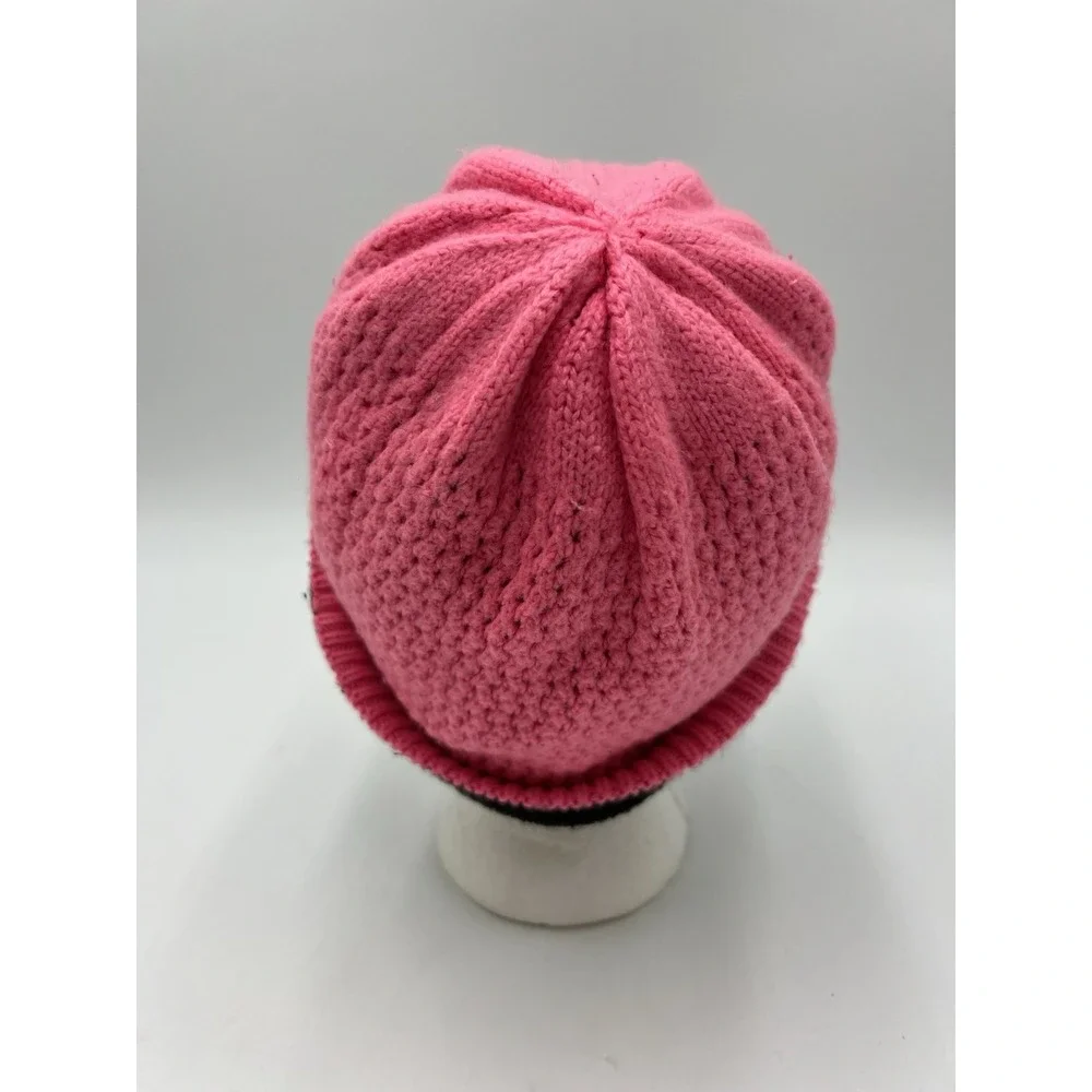 The North Face Shinsky Beanie Pink Black Knit Winter Hat Youth OSFA EUC